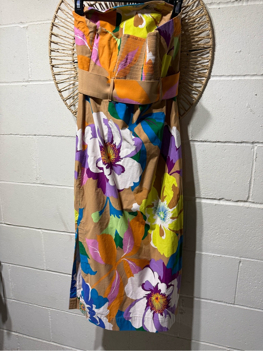 Anthropologie Camel Multi Floral Belted Midi Dress - Picture 3 of 7